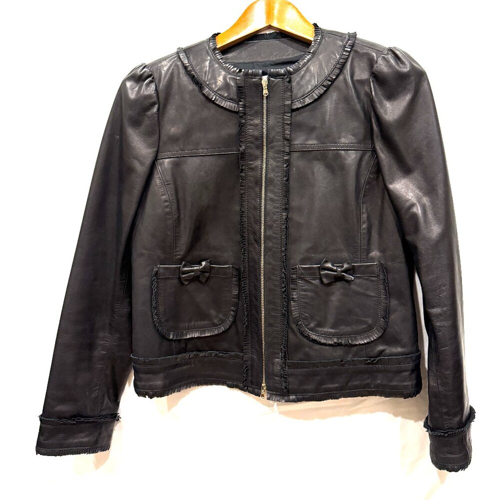 Red Valentino Black Lambskin Leather Jacket size small